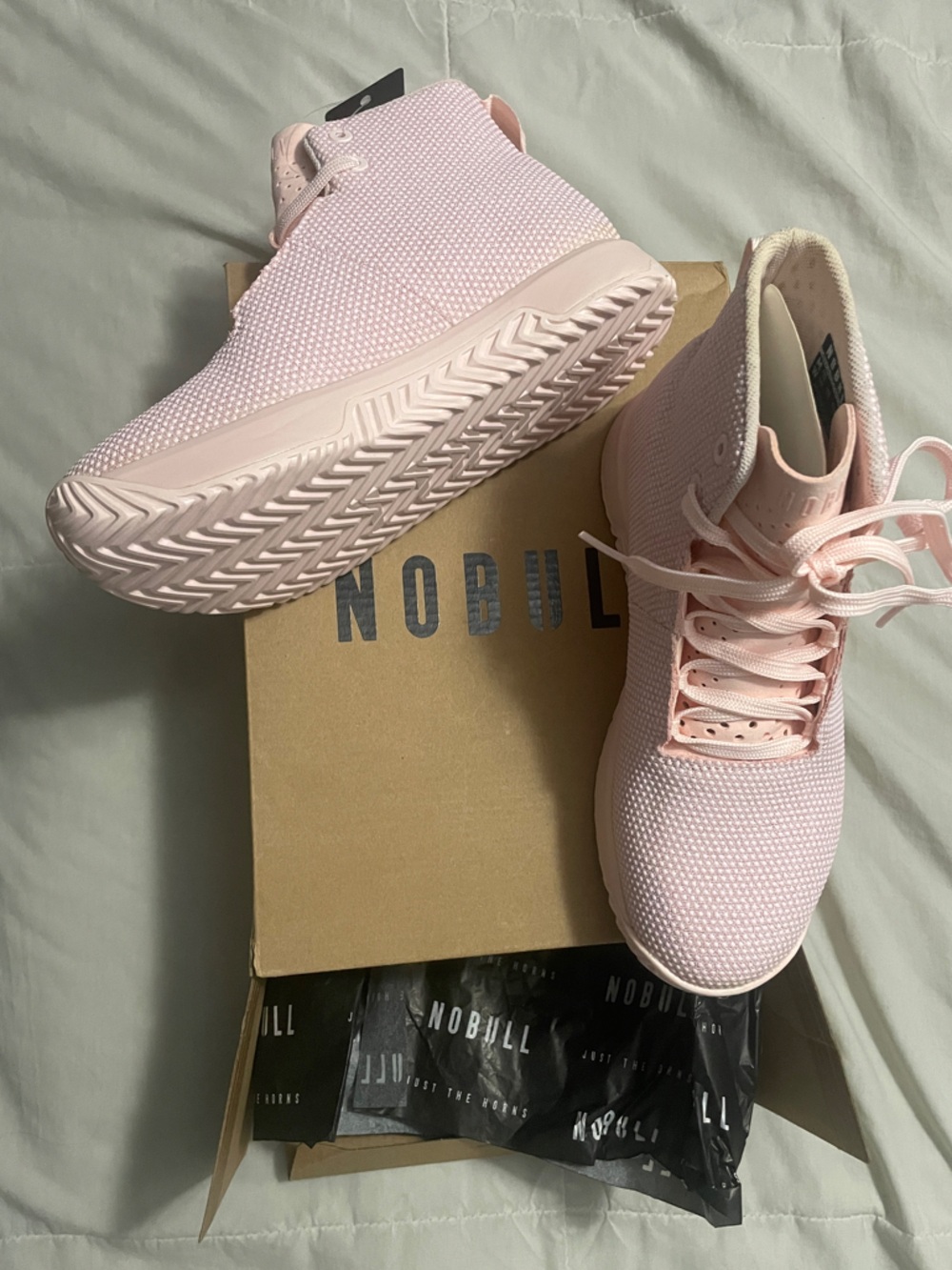 NOBULL Women’s Light Pink Knit Athletic Sneakers SuperFabric Trainer Plus